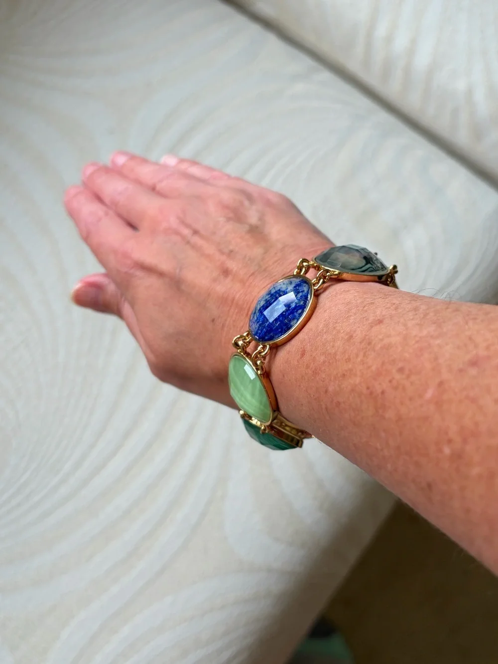 kate spade Gold-Tone Bracelet with Green and Blue Stones